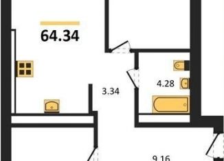 Продаю двухкомнатную квартиру, 64.3 м2, Калининград, Московский район