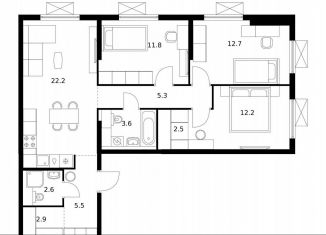 Продажа 3-комнатной квартиры, 81.3 м2, Московская область, жилой комплекс Яуза Парк, к5