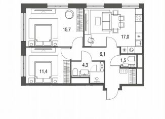 Продам трехкомнатную квартиру, 59.2 м2, Москва, Бульвар Рокоссовского, Тагильская улица, 2к1