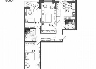 Продается 3-ком. квартира, 92.8 м2, Санкт-Петербург, Московский район, Черниговская улица, 17