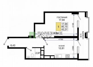 Продам 1-ком. квартиру, 43 м2, Краснодарский край, проспект Дзержинского, 244к2