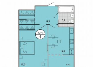 Продажа 1-комнатной квартиры, 43.4 м2, Ставропольский край