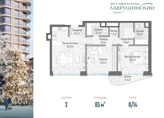 Продам двухкомнатную квартиру, 83 м2, Москва, метро Новокузнецкая