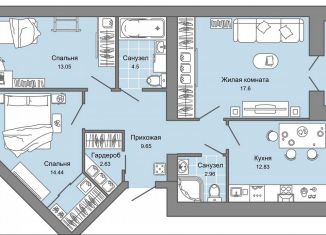 3-ком. квартира на продажу, 80 м2, Ульяновск, жилой комплекс Центрополис, 4