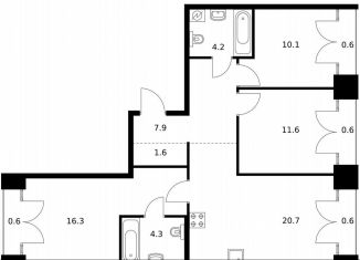 Продам трехкомнатную квартиру, 79.1 м2, Санкт-Петербург, жилой комплекс Лермонтовский 54, к 2.1, муниципальный округ Измайловское