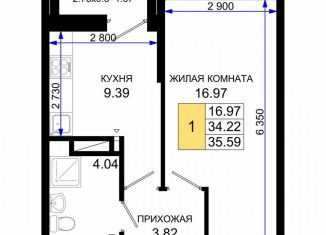 Продам однокомнатную квартиру, 35.6 м2, Ростовская область, Элеваторный переулок, 6/3