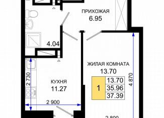 Продажа однокомнатной квартиры, 37.4 м2, Ростов-на-Дону, Элеваторный переулок, 6/3