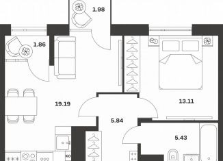 Однокомнатная квартира на продажу, 47.4 м2, Тула, Центральный территориальный округ