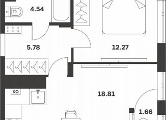 Однокомнатная квартира на продажу, 43.1 м2, Тула, Центральный территориальный округ