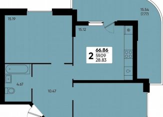 Двухкомнатная квартира на продажу, 66.9 м2, Краснодар, микрорайон Достояние