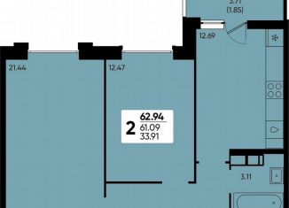 Продаю двухкомнатную квартиру, 62.9 м2, Краснодар, микрорайон Достояние
