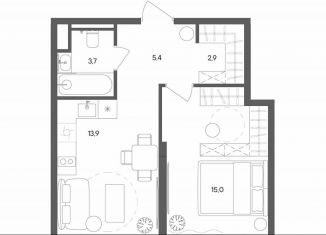 Продаю 1-комнатную квартиру, 40.9 м2, Москва, улица Матросская Тишина, 1Ас71, район Сокольники