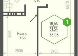 Продажа 1-комнатной квартиры, 32.5 м2, Краснодар, Черкасская улица, 58/2, микрорайон Восточно-Кругликовский