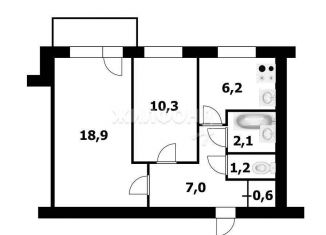 Продам 2-комнатную квартиру, 45.2 м2, Новосибирск, улица Ватутина, 11, метро Речной вокзал