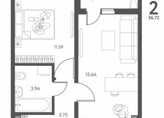 Продается 1-ком. квартира, 36.7 м2, Липецк, улица Перова, 2Д