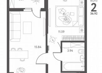 Продается 1-комнатная квартира, 36.9 м2, Липецкая область, улица Перова, 2Д