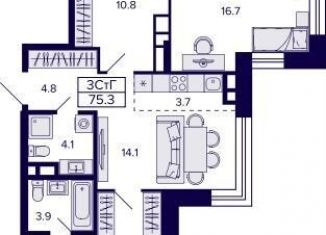 Продаю 3-комнатную квартиру, 119.7 м2, Новосибирск, Красносельская улица