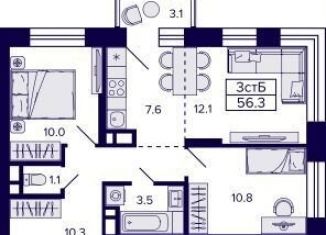 Продаю 2-комнатную квартиру, 55.4 м2, Новосибирск, метро Берёзовая роща, Красносельская улица