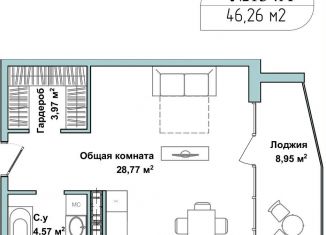 Продаю 1-комнатную квартиру, 45.6 м2, Севастополь, улица Лётчиков, 10