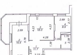 Двухкомнатная квартира на продажу, 59.2 м2, Вологодская область, улица Наседкина, 27А