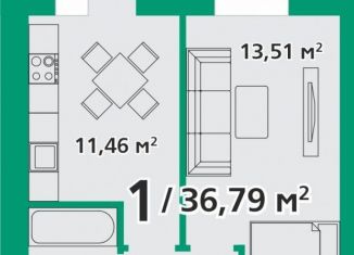 Продается 1-ком. квартира, 36.8 м2, посёлок городского типа Берёзовка