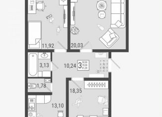 Продажа трехкомнатной квартиры, 81.3 м2, Тольятти, Приморский бульвар, 58/2