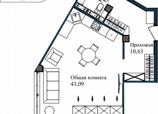 Продам 1-комнатную квартиру, 61.2 м2, Севастополь, улица Лётчиков, 10