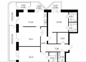 3-комнатная квартира на продажу, 126.1 м2, Москва, жилой комплекс Форивер, 10