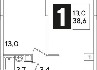 Продажа 1-комнатной квартиры, 38.6 м2, Краснодарский край