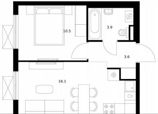 Продаю 1-ком. квартиру, 34.1 м2, Москва