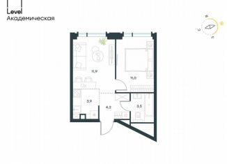 Продам 2-комнатную квартиру, 34.5 м2, Москва, Профсоюзная улица, 2/22, метро Профсоюзная