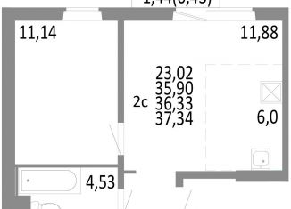 Продаю двухкомнатную квартиру, 36.3 м2, Челябинск