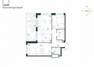 Продается 3-ком. квартира, 77.6 м2, Москва, жилой комплекс Левел Южнопортовая, 1