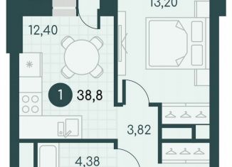 Продам 1-комнатную квартиру, 38.8 м2, Курган