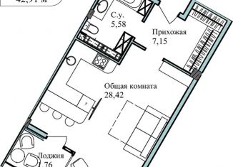 1-ком. квартира на продажу, 44.4 м2, Севастополь, улица Лётчиков, 10