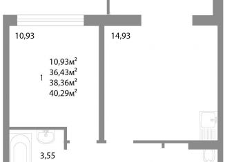 Продажа однокомнатной квартиры, 38.4 м2, Челябинск, Калининский район, улица Университетская Набережная, 113А