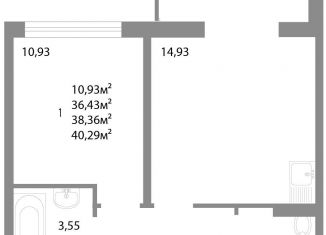 Продается однокомнатная квартира, 38.4 м2, Челябинск, Калининский район, улица Университетская Набережная, 113А