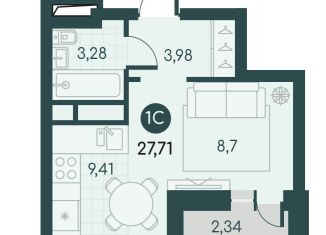 Продаю квартиру студию, 27.7 м2, Курган