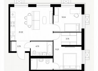 2-ком. квартира на продажу, 54 м2, Бурятия, улица Бабушкина, 1к5