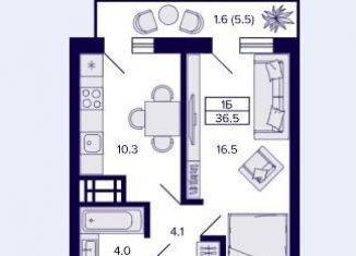 Продам 1-комнатную квартиру, 36.9 м2, Новосибирск