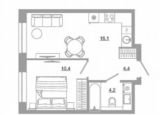 Продажа однокомнатной квартиры, 35.1 м2, Екатеринбург, метро Чкаловская